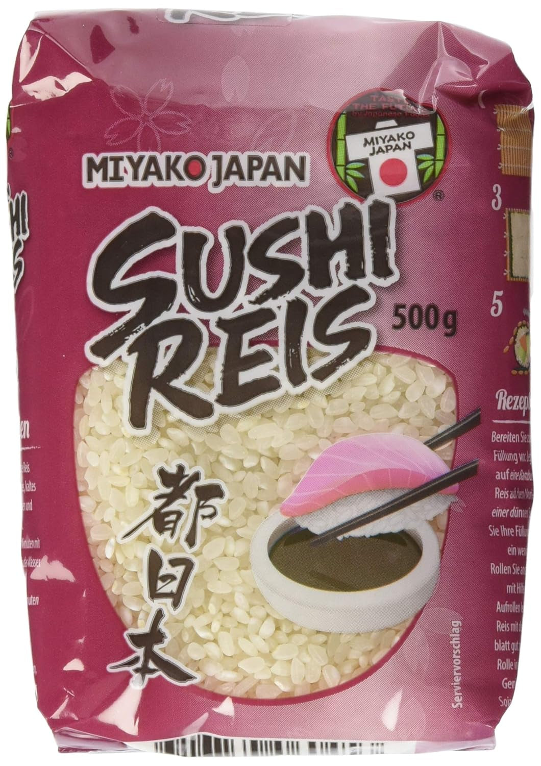 Arroz japonés Miyako para sushi, grano redondo, 0,5 kg