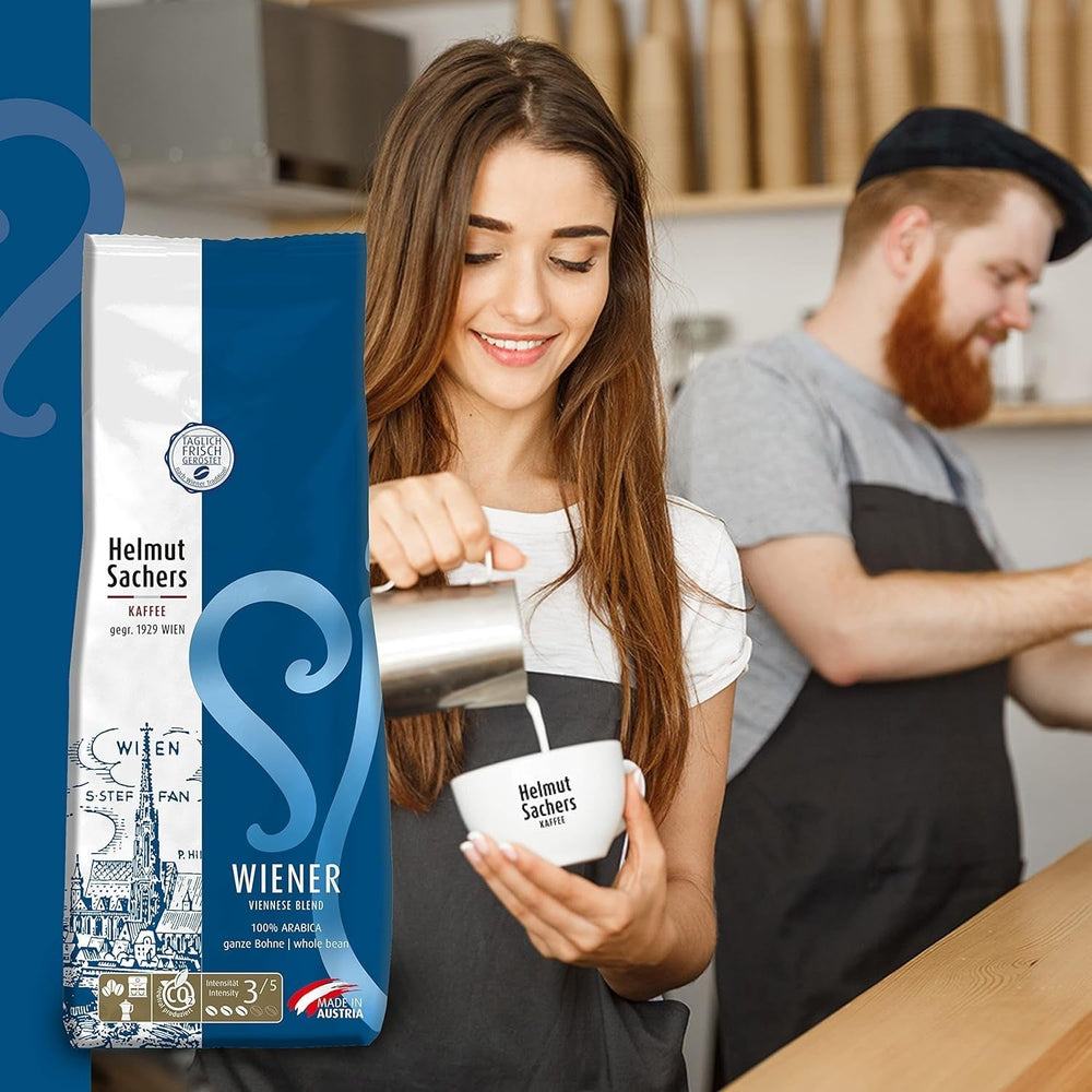 Helmut Sachers Kaffee - Mezcla Vienesa, Fuerza 3/5, 100% Arábica, Café En Grano Entero, 6 X 500G Naty Shop