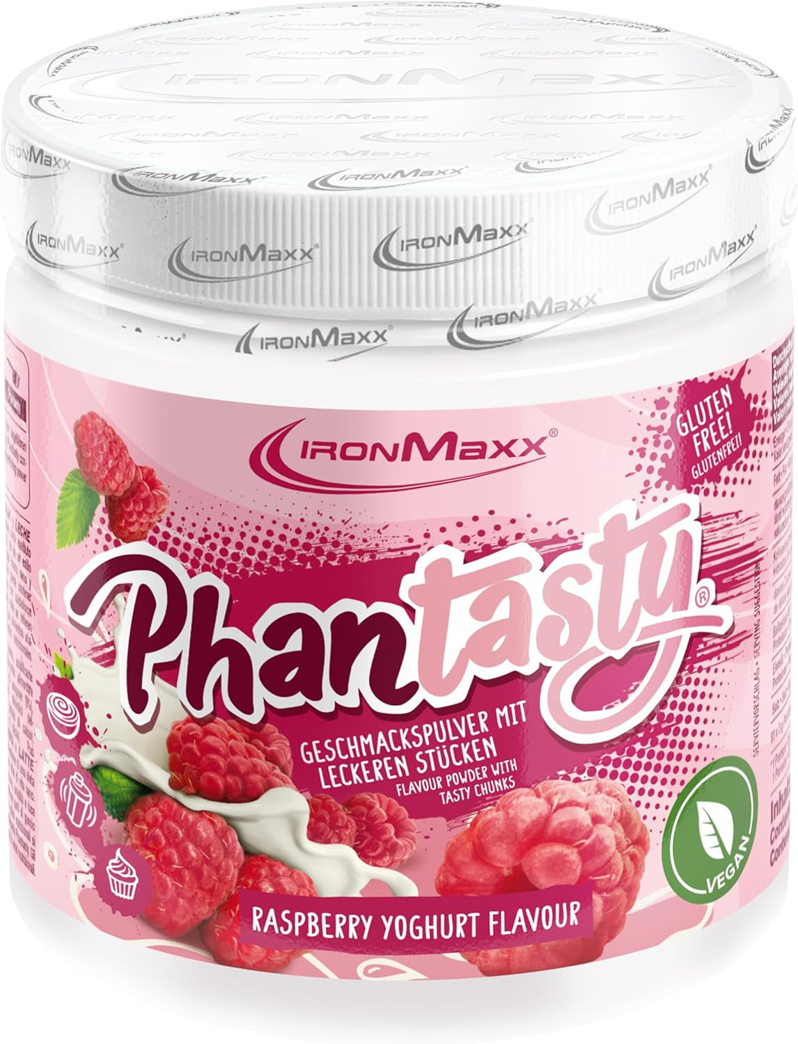 Ironmaxx Phantasty - Creamy Peach 250G Dose | Veganes Geschmackspulver Mit Echten Frucht- Oder Nussstückchen | Perfekter Zuckerersatz Indulcitori Naty Shop 250 G (1Er Pack) Raspberry Yogurt