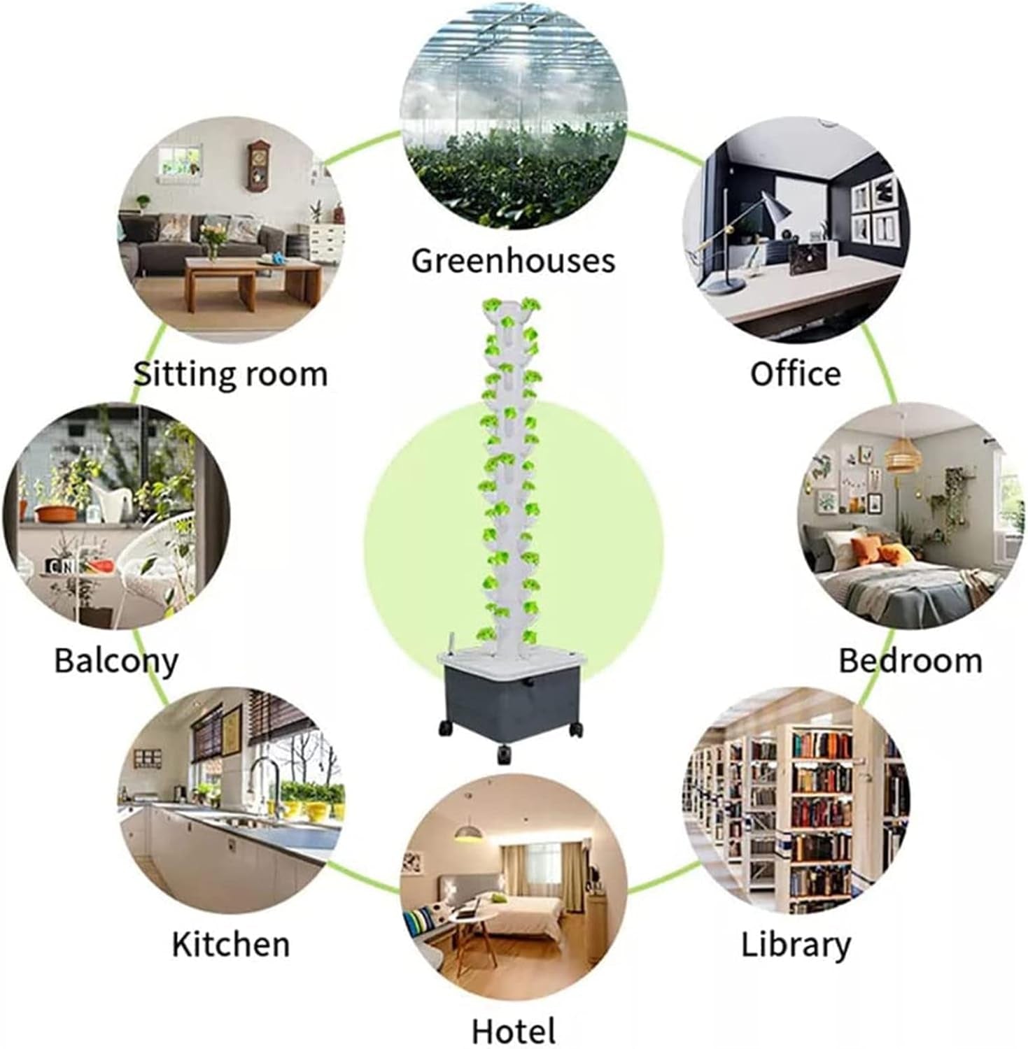 Torre hidropónica, sistema acuapónico de cera de 15 niveles y 45 orificios, kit de cultivo aeropónico de jardín inalámbrico para hierbas, frutas y verduras con bomba de hidratación, adaptadores, macetas de malla
