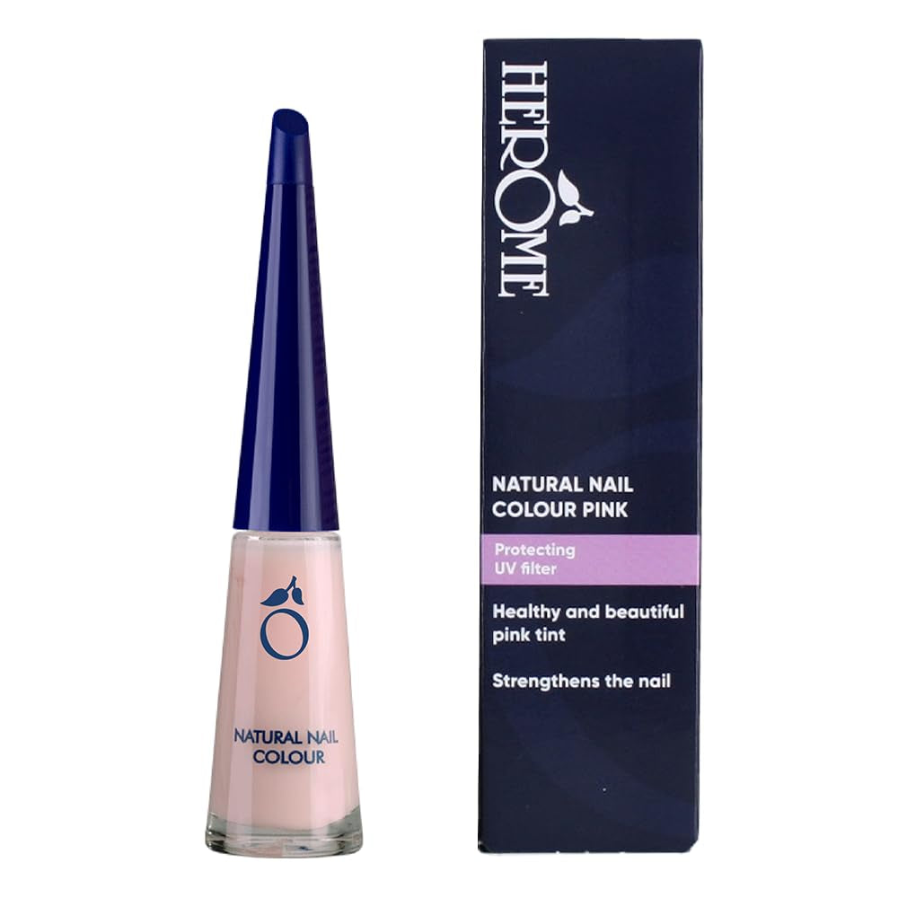 Herome esmalte de uñas rosa natural con efecto fortalecedor - Esmalte de uñas apto para manicura francesa - Fortalecedor de uñas con un color rosa fresco - 10ml.