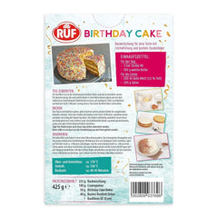 RUF Birthday Cake, Geburtstagskuchen, Schicht-Torte Aus Rührteig Und Konfetti-Streusel, Tortencreme Und Buntem Dekor-Mix, Für Kindergeburtstag, Familienfeier, Einschulung, 1X425G Frostings and Decor Naty Shop