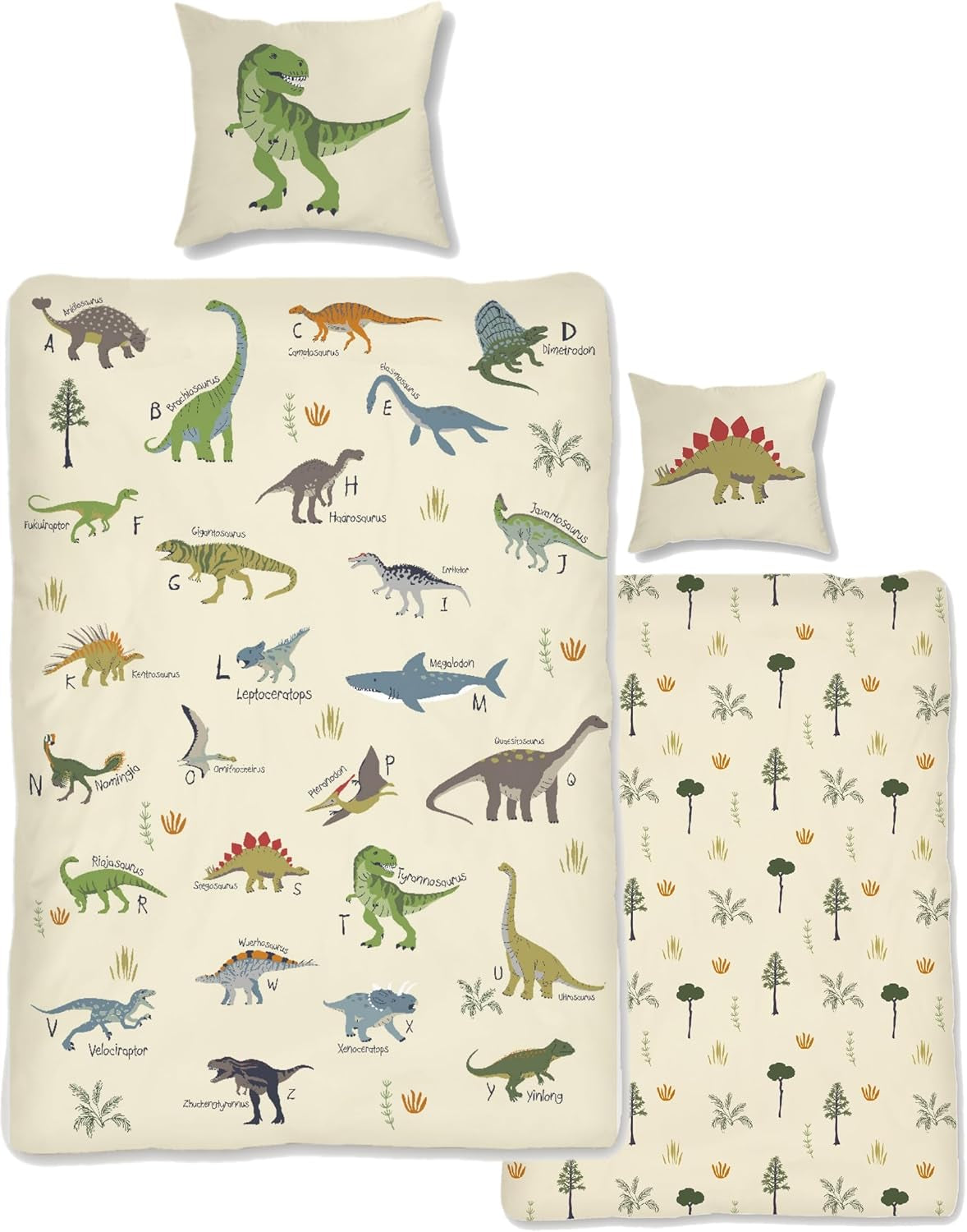 Skybrands Dino Bedtuchen 135X200 Jungen Bedtuchen Dinosaurier Baumwolle 2Tlg Kinder Bedtuchen Dinosaurier 135X200 + Beutel Naty Título predeterminado de la tienda