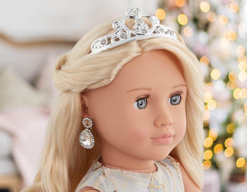 Our Generation - Ellory - 46 cm-Puppe mit geblümtem Kleid - Blondes Haar & Blaue Augen - Schmuck-Accessoires - Vorgetäuschtes Spiel - Spielzeug für Kinder ab 3 Jahren