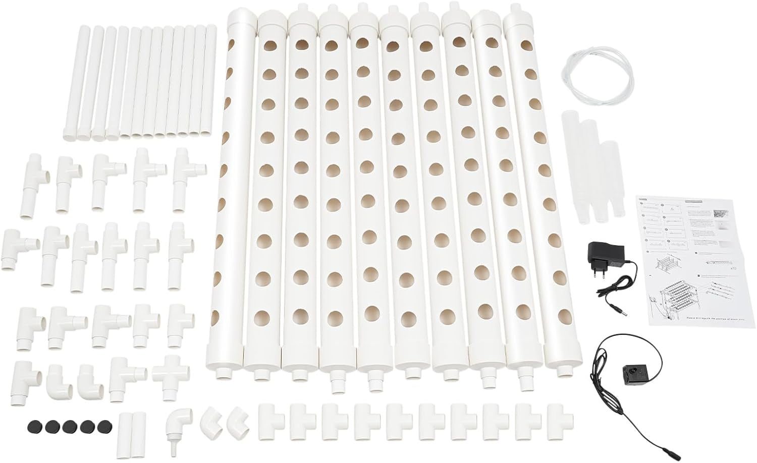 Kit de creștere hidroponică cu 3 straturi cu 90/108 poziții de plantare și pompă de apă, sisteme de creștere a plantelor fără sol din PVC, kituri de creștere hidroponică pentru cultivarea legumelor și fructelor (108 poziții de plantare)