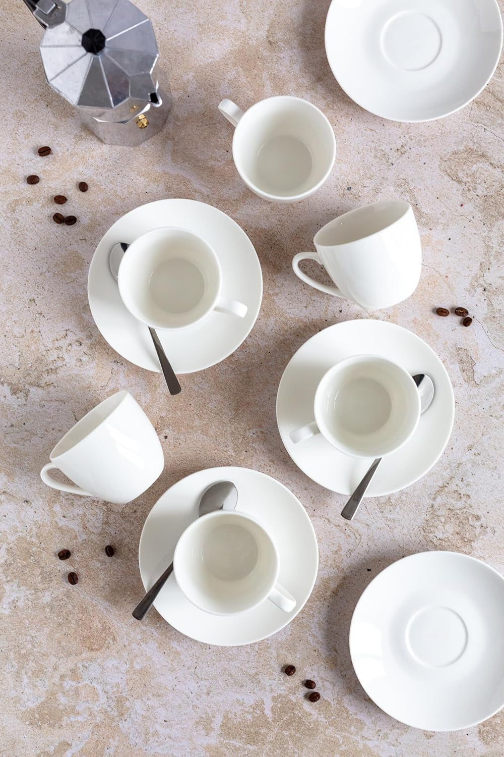 MÄSER 934105 Seria Belmira, serviciu clasic de cafea pentru 6 persoane, set de cafea cu 18 piese, atemporal, elegant, delicat, porțelan, alb