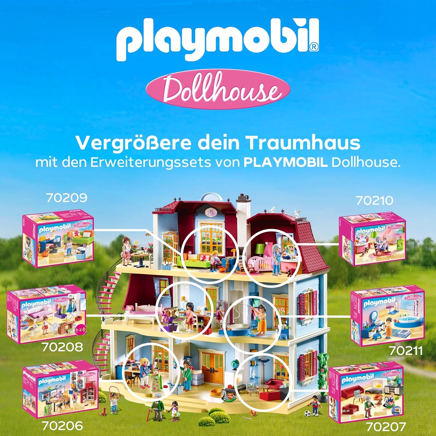 PLAYMOBIL Casă de păpuși 70209 Cameră pentru tineri cu figurină fetiță și accesorii, vârste 4+