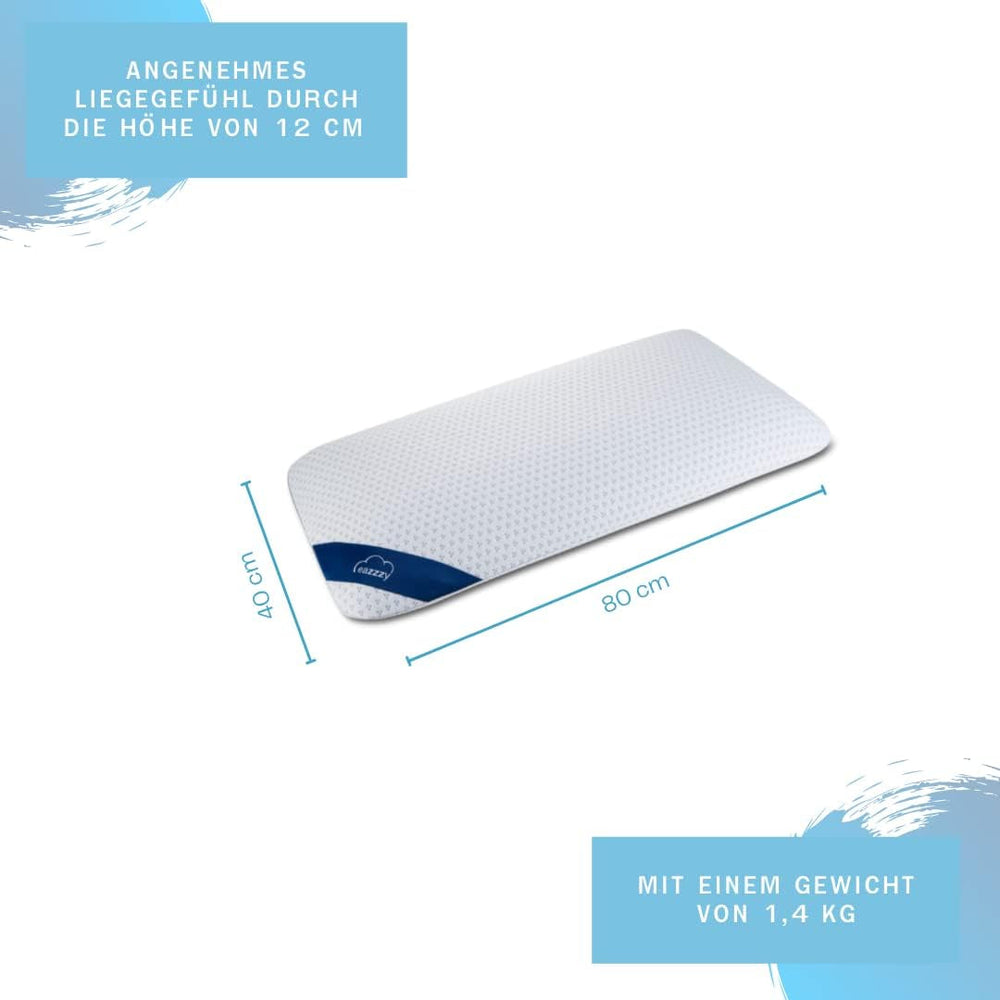 Genius Eazzzy pernă din spumă 40X80 Cm înălțime 10Cm - Pernă de susținere a gâtului cu 2 grade de duritate + spumă de gel de răcire - Pernă de dormit pentru cei care dorm lateral, pe spate și pe stomac împotriva durerilor de gât, poliester Perne standard Naty Shop