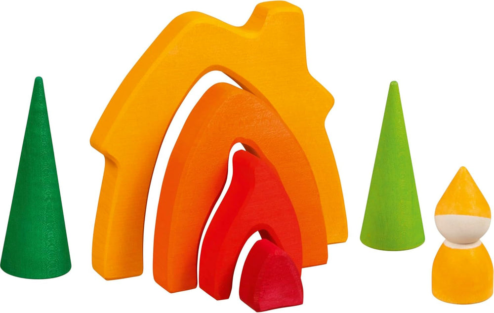 Goki 58427 - Casa enana - Goki Evolution - Fabricada en madera de arce de gran calidad - 7 piezas - Pinturas al agua de colores - Hecho en Europa Casas de Muñecas Naty Shop