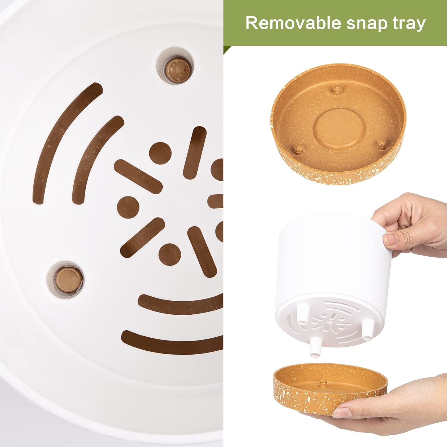 Juego de 2 macetas de 12,7 cm, macetas de interior con orificios de drenaje y base extraíble, platillos decorativos modernos para maceteros de jardín al aire libre (blanco 12,7 cm)