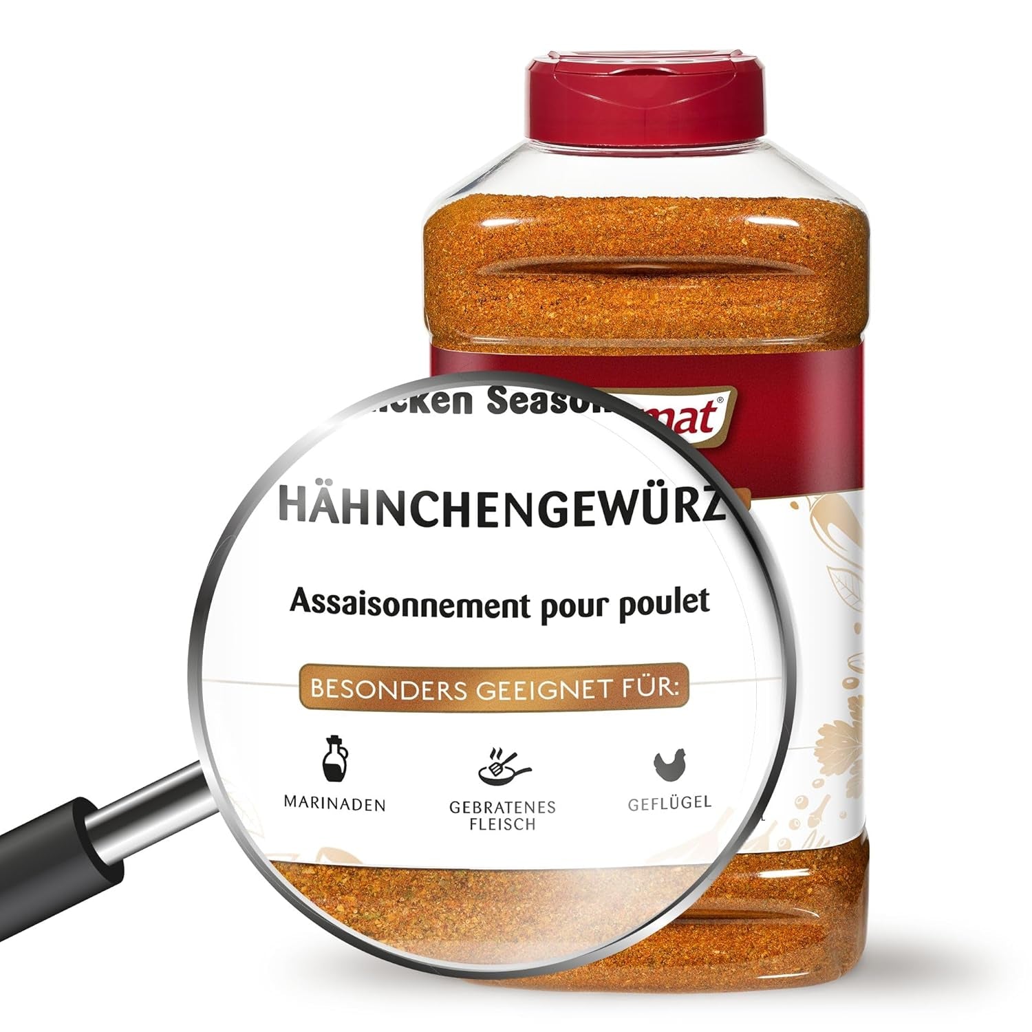 Prymat Hähnchengewürz 1100g, Gewürzmischung für Huhn, Truthahn, Ente, Gans, Grillgewürze, Marinade für Fleisch im Streuer