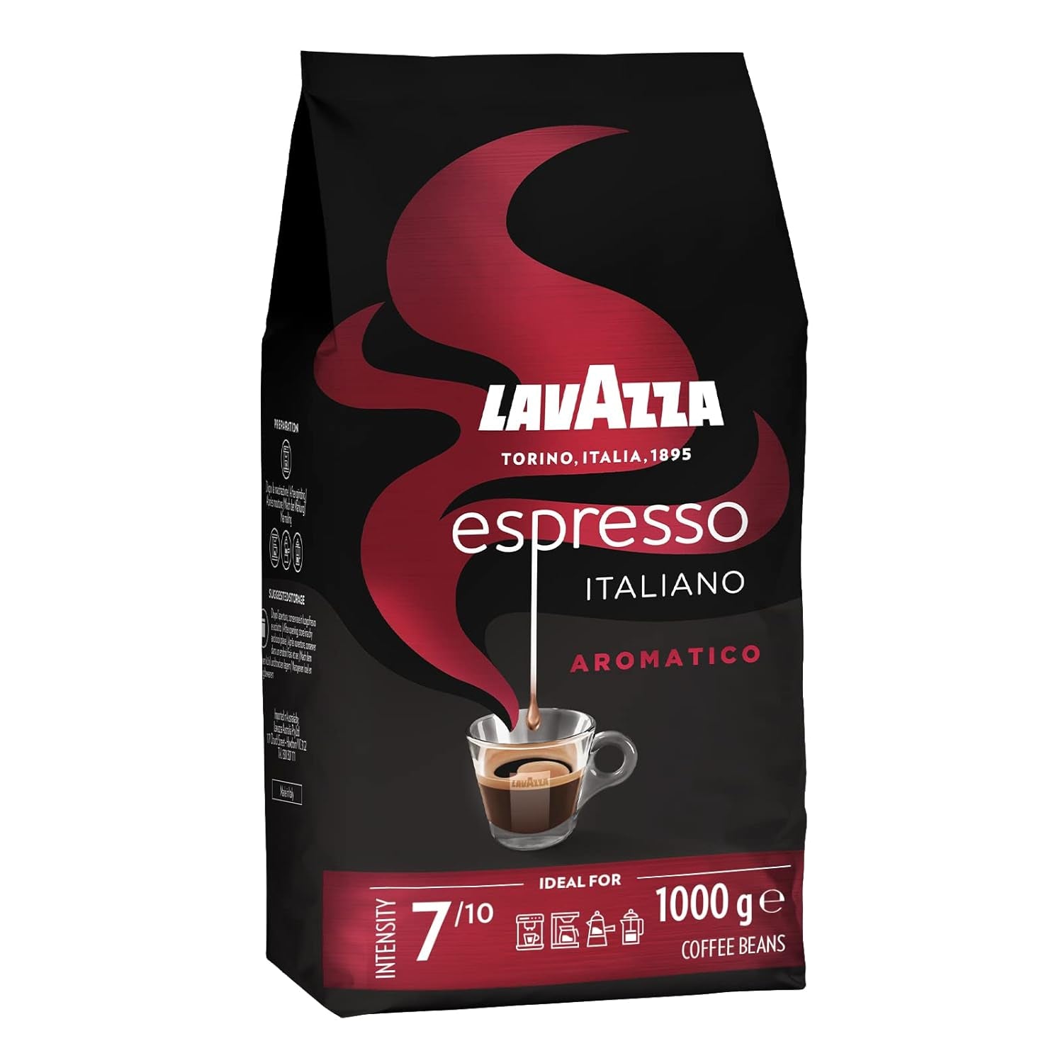 Lavazza Espresso, café en grano para máquinas de espresso, equilibrado y aromático aroma a frutas y flores, 100% Café Arábica y Robusta ecológico Naty Shop 1 Kg Aromatico