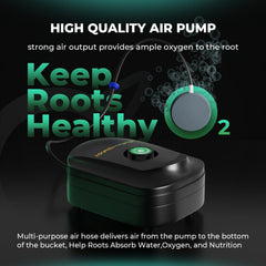 Mars Hydro DWC Sistema de cultivo hidropónico, cultivo de agua profunda de 5 galones, bomba de aire de 8 W, manguera de aire multiusos, piedra de aire, 2 cubos y kit de recipiente de goteo