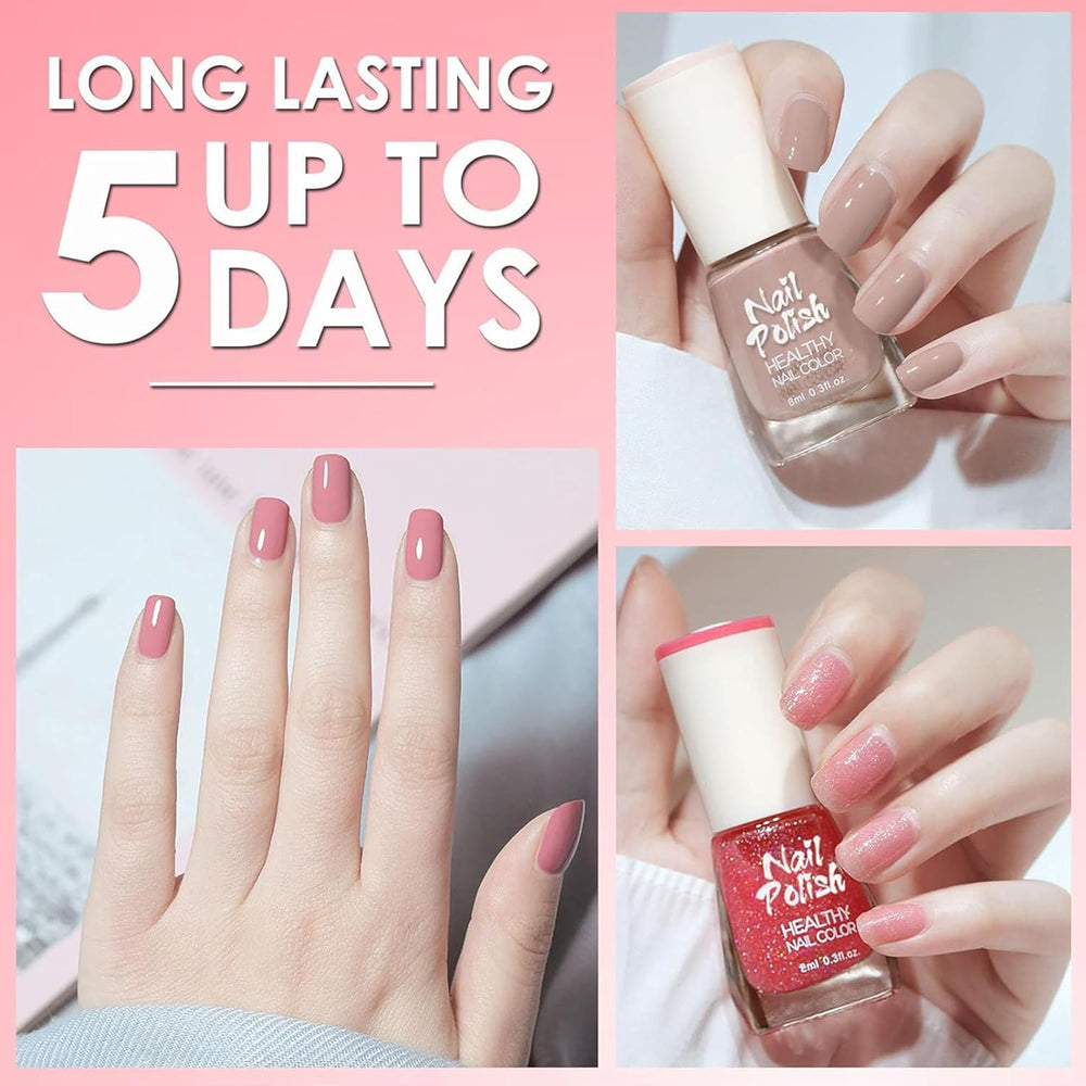 Juego de esmaltes de uñas de 6 piezas - Esmalte de uñas rojo brillante de larga duración y secado rápido - Esmalte de uñas a base de agua no tóxico para salones de bricolaje Regalo de manicura (Color A)