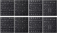 Autocolante 3D metalice argintii pentru unghii, autocolante pentru unghii pentru femei, stea, lună, soare, folie de unghii, autocolante autoadezive, autocolante fluture pentru unghii, autocolante pentru unghii, accesorii pentru design unghii, 8 bucăți