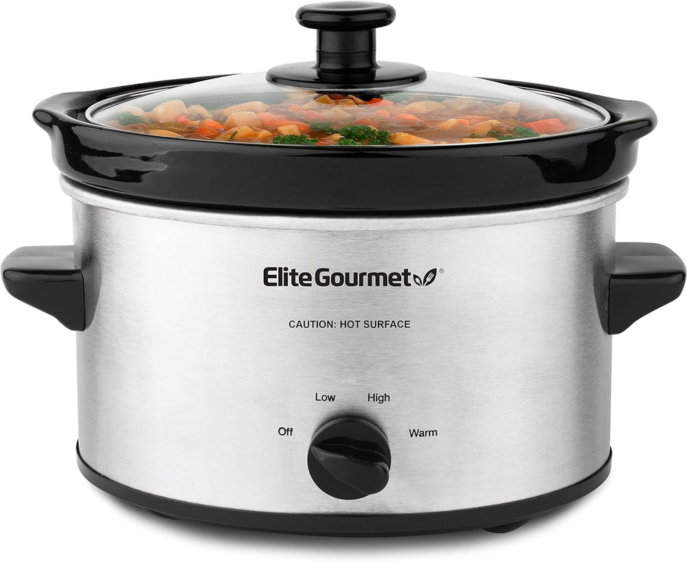 MST-250XS# Elektrischer Keramik-Schongarer Mit Einstellbarer Temperatur, Für Vorspeisen, Saucen, Suppen, Braten, Eintöpfe Und Dips, Spülmaschinenfest (1,7 L, Edelstahl) Naty Shop Elite Gourmet Mst-275Xs