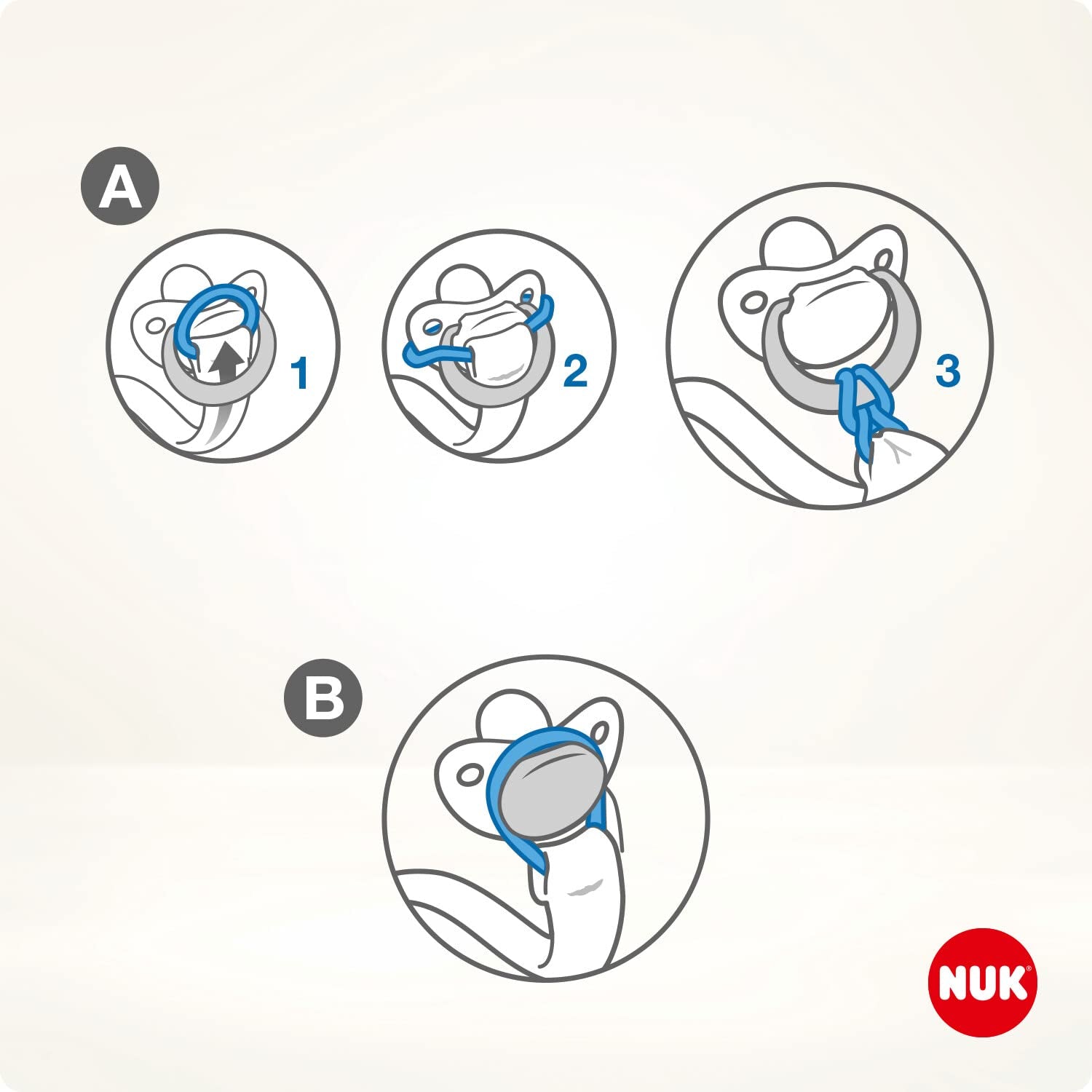 Lanț și clemă pentru suzetă NUK | pentru inele de suzetă | Robuste și rezistente la rupere | Disney Mickey Mouse