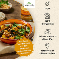 Herbaria Good Old Mild Curry bio 80g M-Dose – Currypulver, Currymischung - Bio-Gewürzmischung für klassische Curry-Spezialitäten z.B. Currywurst - erlesenen Ingrediente en nachhaltiger Aromaschutz-Dose
