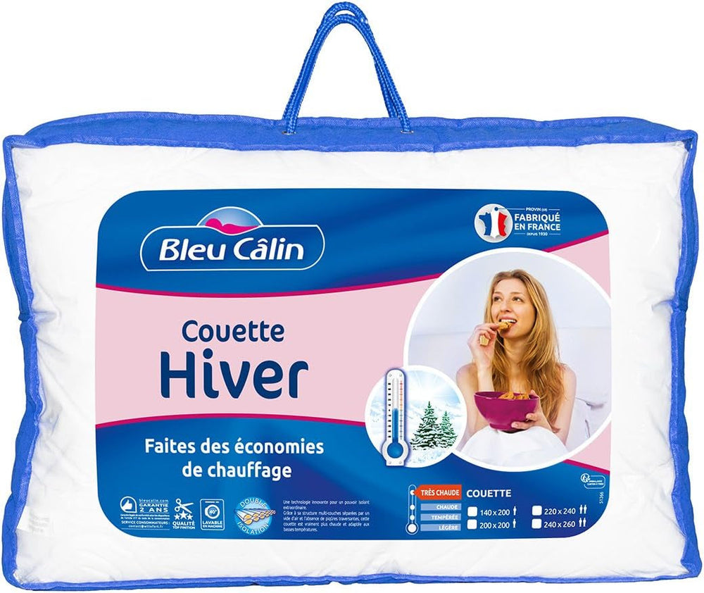 Bleu Calin Edredón de invierno para 1 persona, muy calentito, muy mullido - Microfibra - 140X200Cm Edredones y edredones Naty Shop