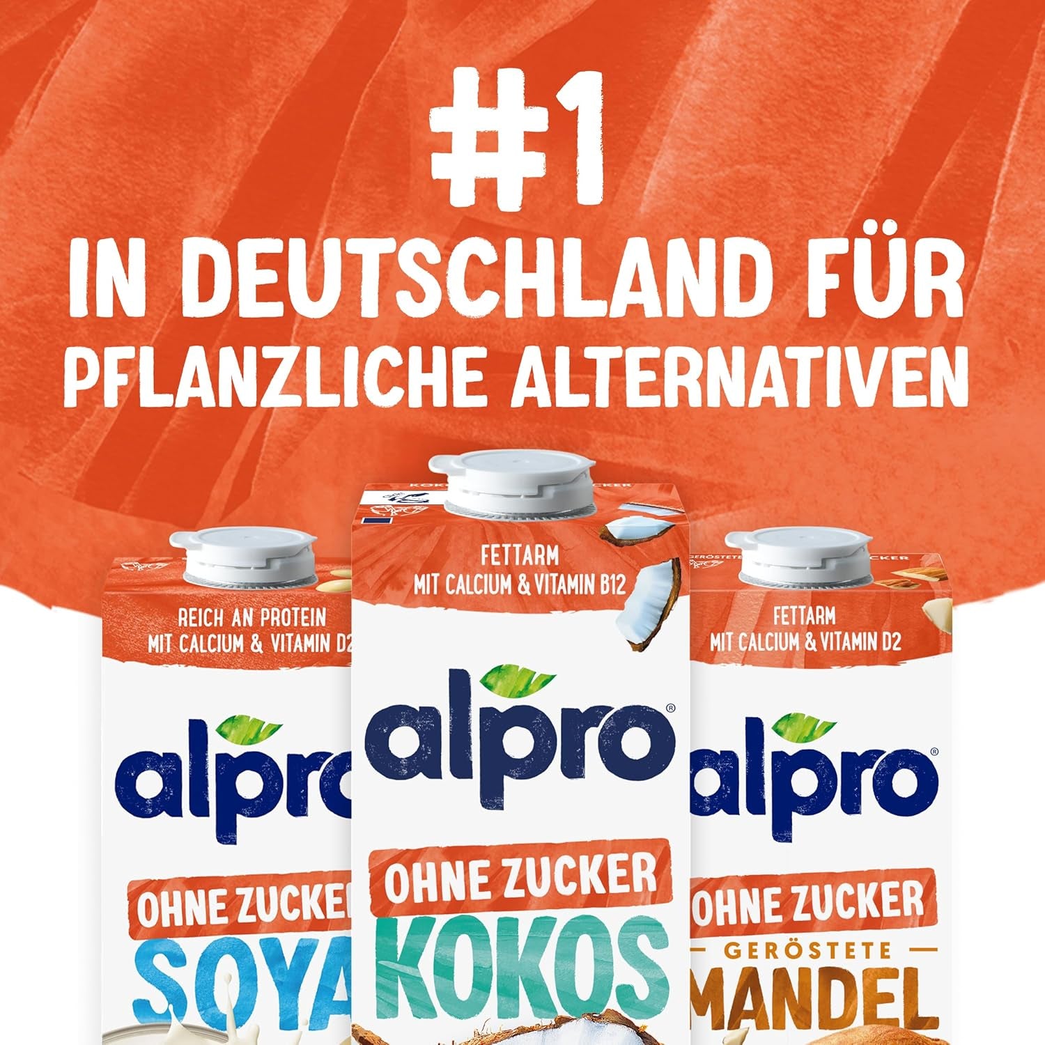Alpro Kokosnussdrink ohne Zucker – Ohne Süßstoffe – Vegan und milchfrei – Von Natur aus lactosefrei und fettarm – Rico en calcio y vitaminas – 8 x 1 L
