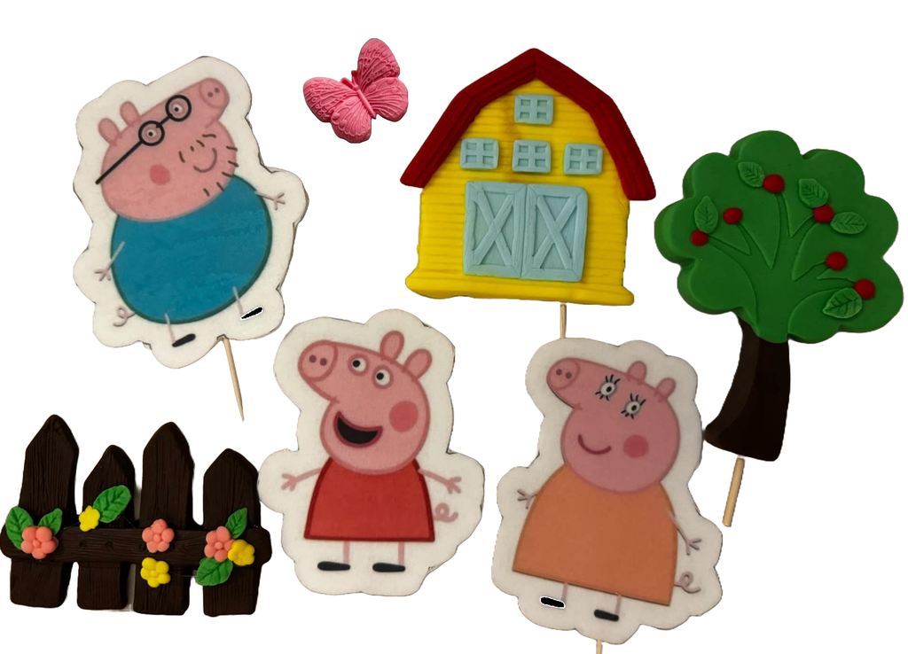 Set 7 decoratiuni comestibile din pasta de zahar, Peppa Pig Decoratiuni din Pasta de Zahar Naty Shop