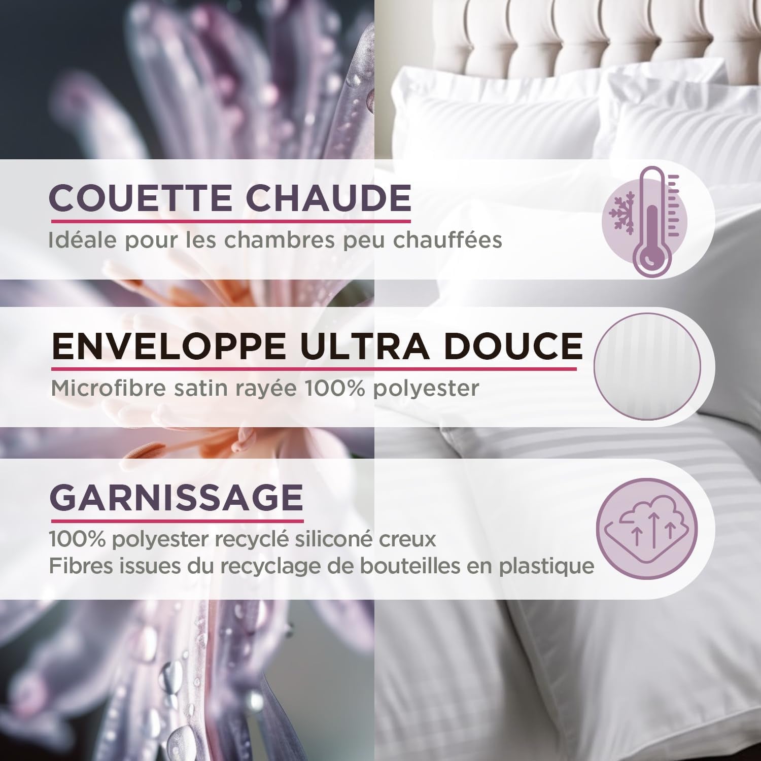 Quilt, satin, cu dungi, 400 G/M², 200 X 200 Cm, microfibră, alb, 200 X 200 Cm Plapumi si pilote Naty Shop