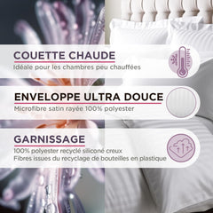 Quilt, satin, cu dungi, 400 G/M², 200 X 200 Cm, microfibră, alb, 200 X 200 Cm Plapumi si pilote Naty Shop