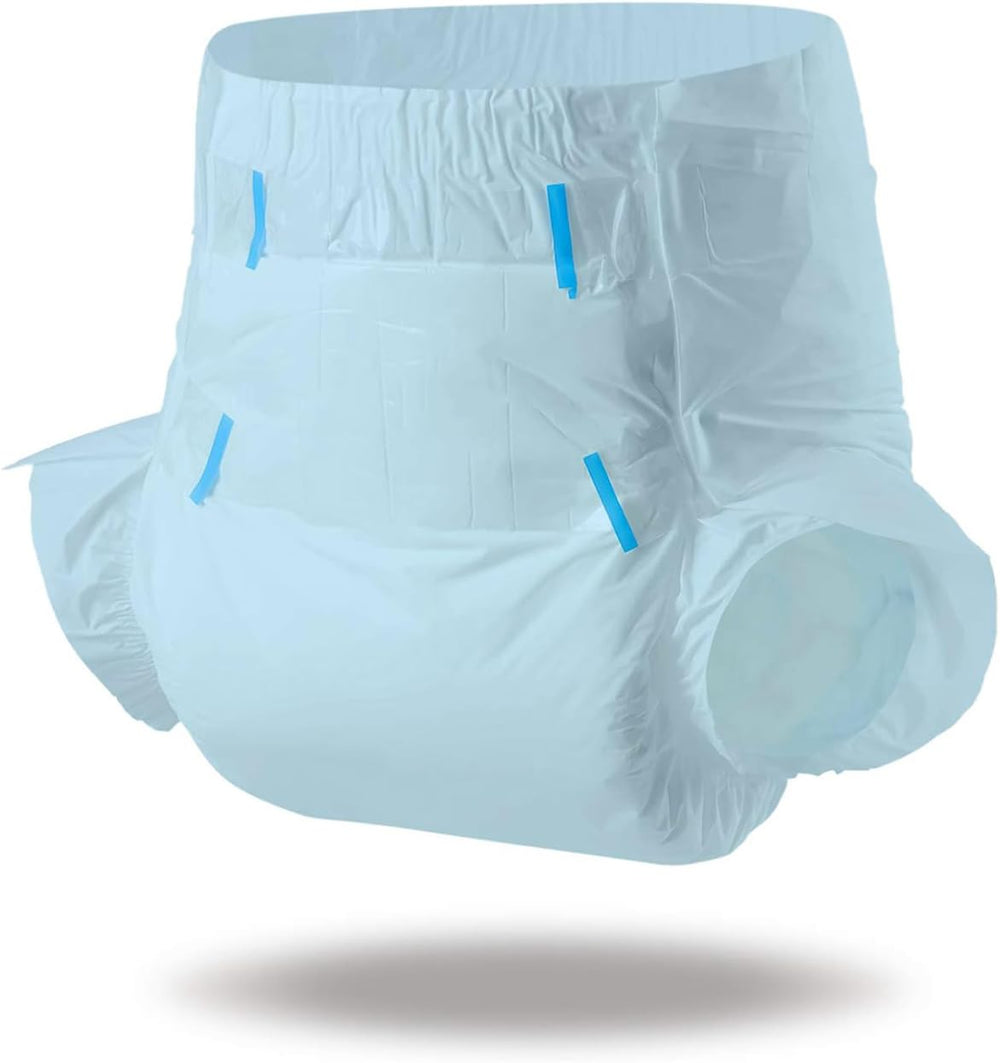 CutiePlusU Pañales para adultos, superficie seca, máxima absorbencia durante la noche, pañal desechable para incontinencia, azul, paquete de 2 (mediano 71-96 cm)