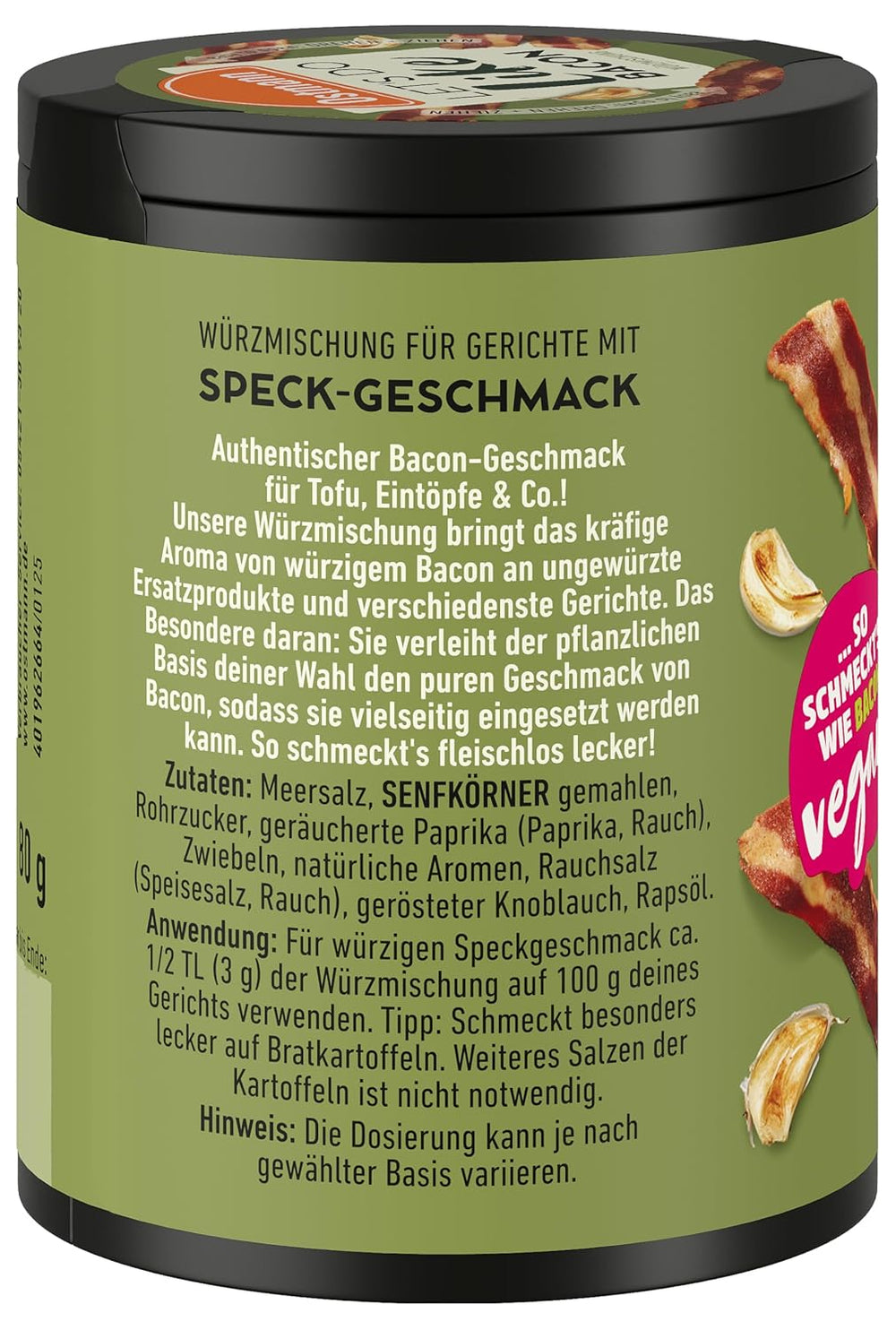 Ostmann Gewürze - Hagamos como el tocino | Bacon-Geschmack para ungewürzte Fleischersatzprodukte | Gewürzsalz für Tofu y vegetarian/vegane Eintöpfe | 80 g en barra de reciclaje Metalldose