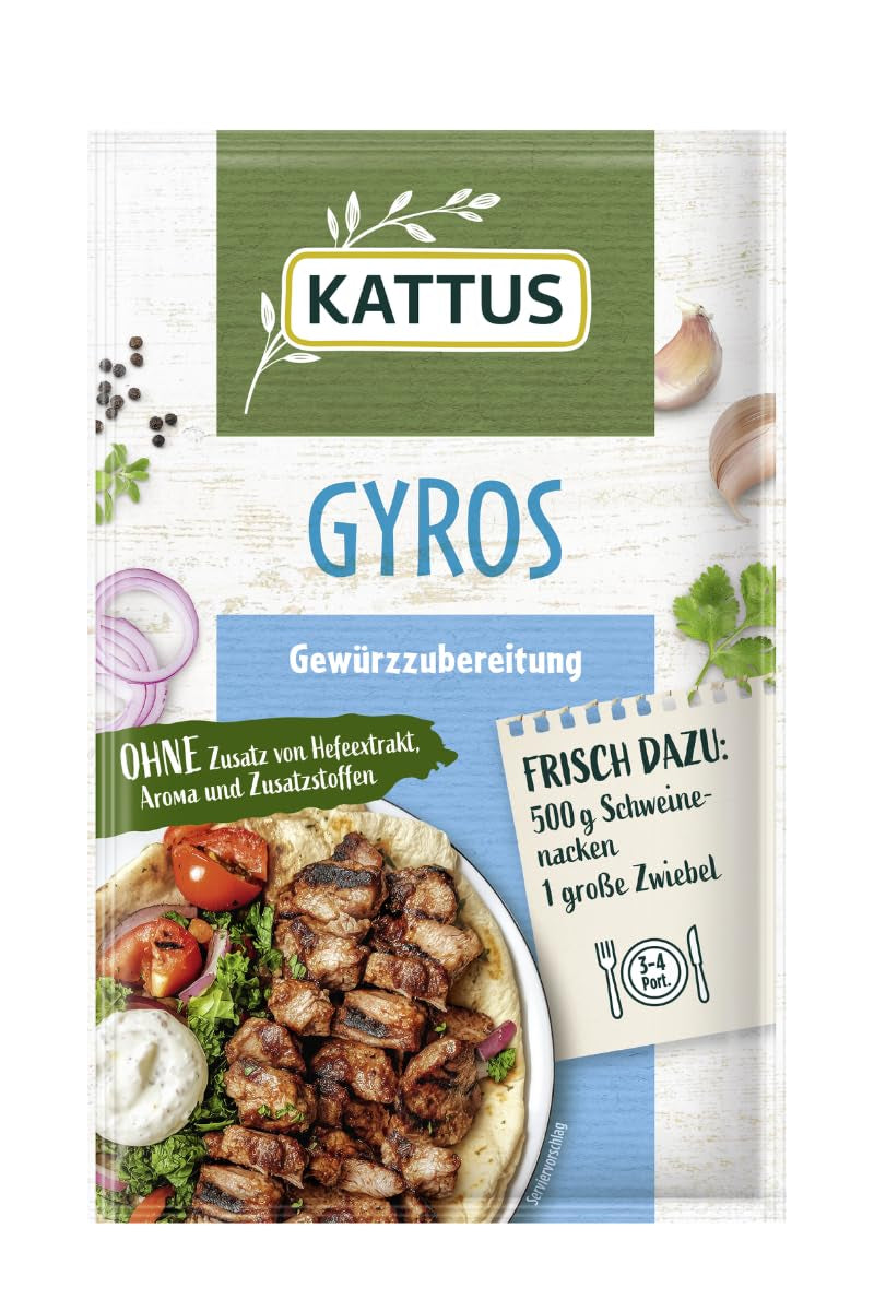 - Gyros Gewürzzubereitung | Condimento para 3-4 porciones | Ohne Zusatz de Fefeextrakt, Aroma und Zusatzstoffen | 25 gramos en bolsa