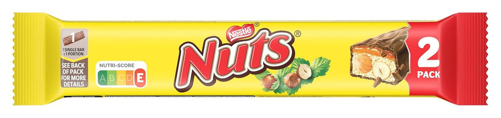 Barritas de Chocolate NESTLÉ 2Pack, las clásicas con avellanas enteras y caramelo cubiertas de chocolate con leche, pack de 24 (24 x 2 x 30g)