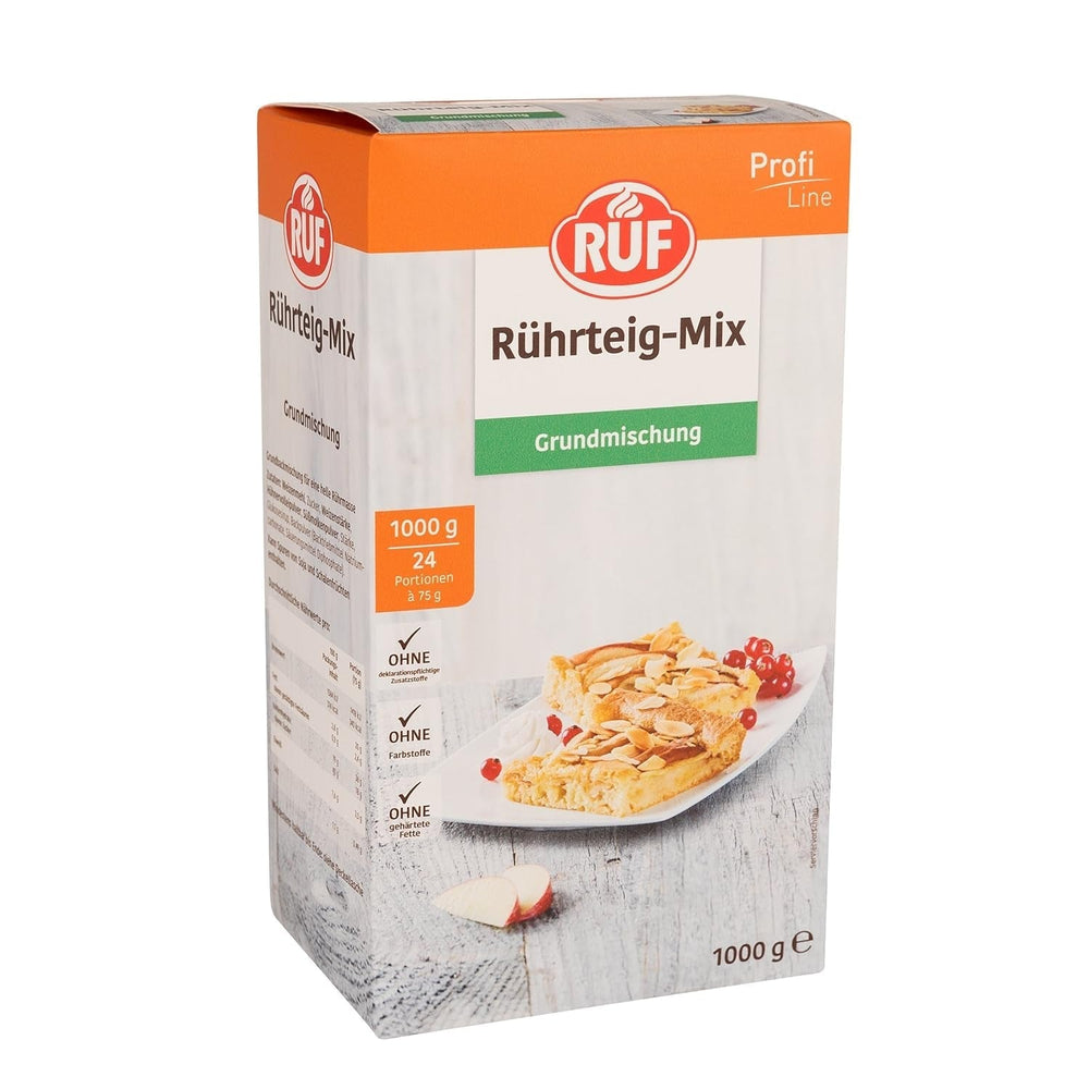 RUF Rührkuchen Backmischung, Nur Wasser & Öl Zugeben, Rezeptur Für Blechkuchen, Kastenkuchen, Muffins, Gugelhupf Und Tortenböden, 1X1000G Mezcla para hornear y cocinar Naty Shop Rührteig 1 Kg (1Er Pack)