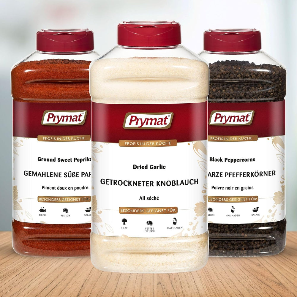 Prymat Getrockneter Knoblauch granuliert 1,05 kg – Aromatisches Knoblauchgranulat zum Würzen von Fleisch, Fisch, Gemüse, Sauce, Dips & Marinaden – intensiv im Gesmack – ohne Zusätze