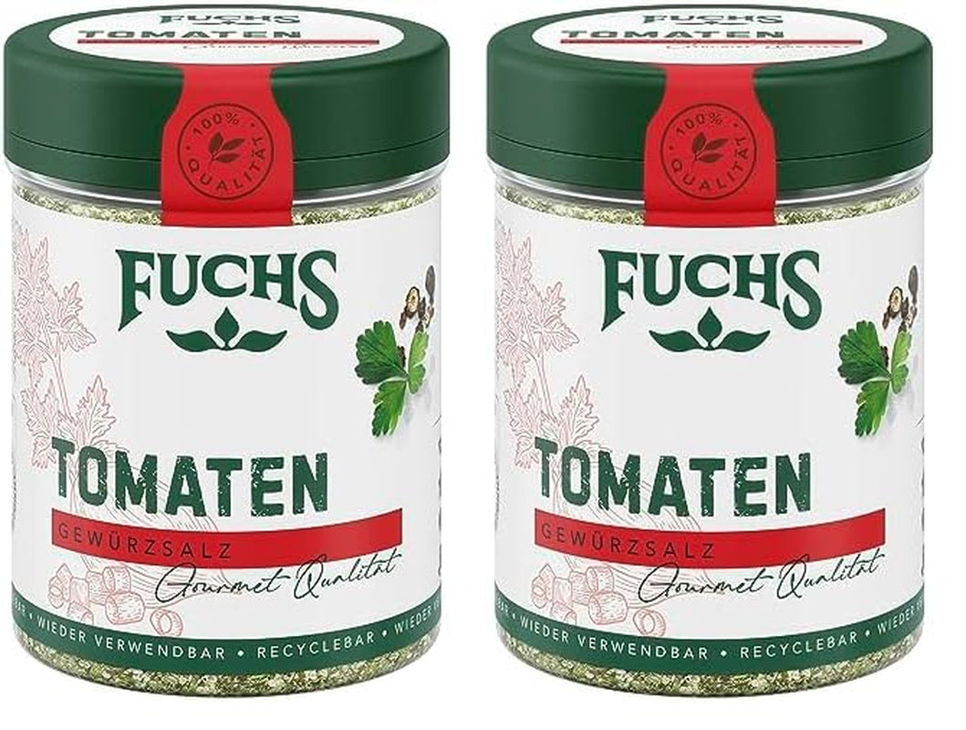 Fuchs Gewürze - Tomato Gewürz - Gewürzsalz für Tomatenbrot, Frühstücksei o Steak - ingredientes naturales - 90 g en wiederverwendbarer, recyclebarer Dosis