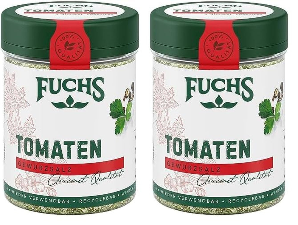 Fuchs Gewürze - Tomato Gewürz - Gewürzsalz für Tomatenbrot, Frühstücksei o Steak - ingredientes naturales - 90 g en wiederverwendbarer, recyclebarer Dosis