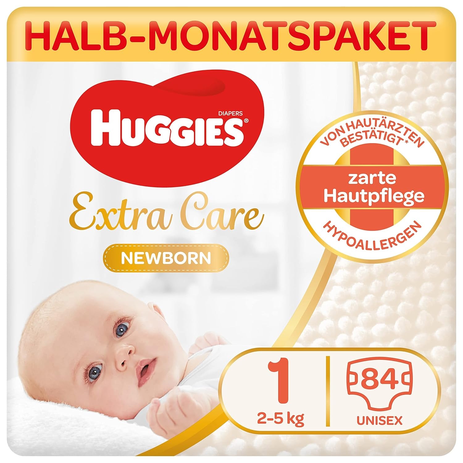 Pañales Huggies para recién nacido, talla 1, 100 pañales (2 x 50), caja de medio mes