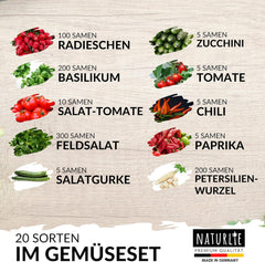 20Er Gemüse Samen Set Von , 20 Sorten Premium Gemüse Saatgut Im Gemüseset Für Den Anbau Im Garten, Hochbeet Oder Balkon - XXL Gemüsesamen Sortiment - Samenfestes Saatgut!