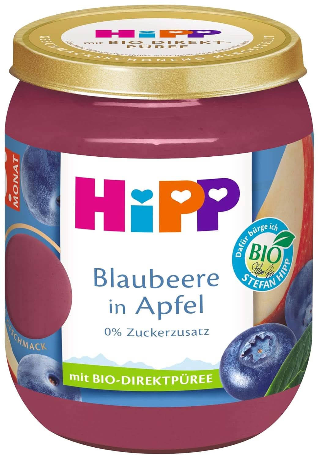 Piure de Fructe Hipp Premium 6 X 160 grame Mama si Copilul Naty Shop 160 grame Afine si mere