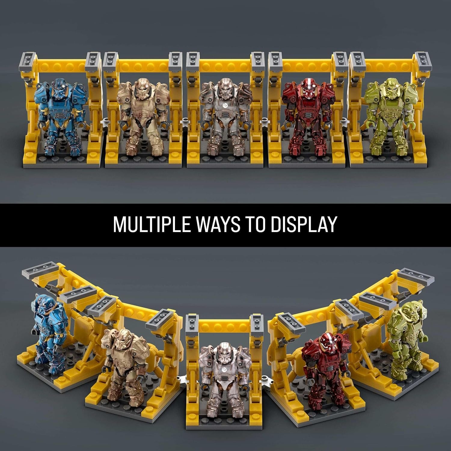 Figuras de acción de MEGA Fallout, colección T-60 Power Armor con 327 piezas, 5 figuras de acción y accesorios para sammler