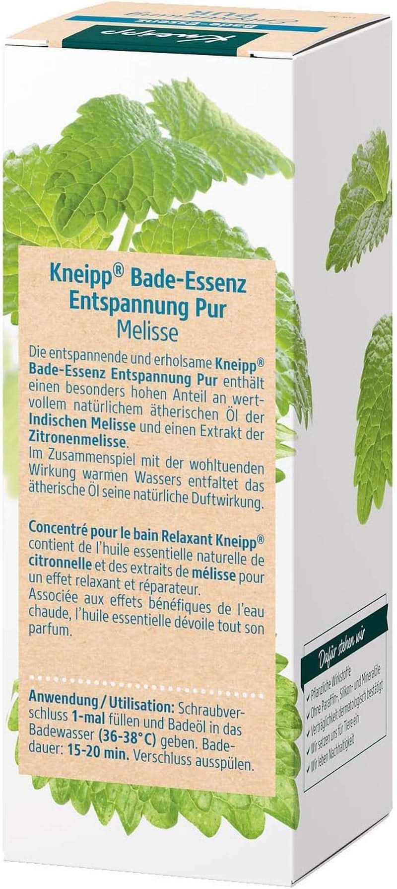 Kneipp Bade, aceite de baño con aceite esencial natural de melisa de India y extracto de melisa, 100 ml Naty Shop