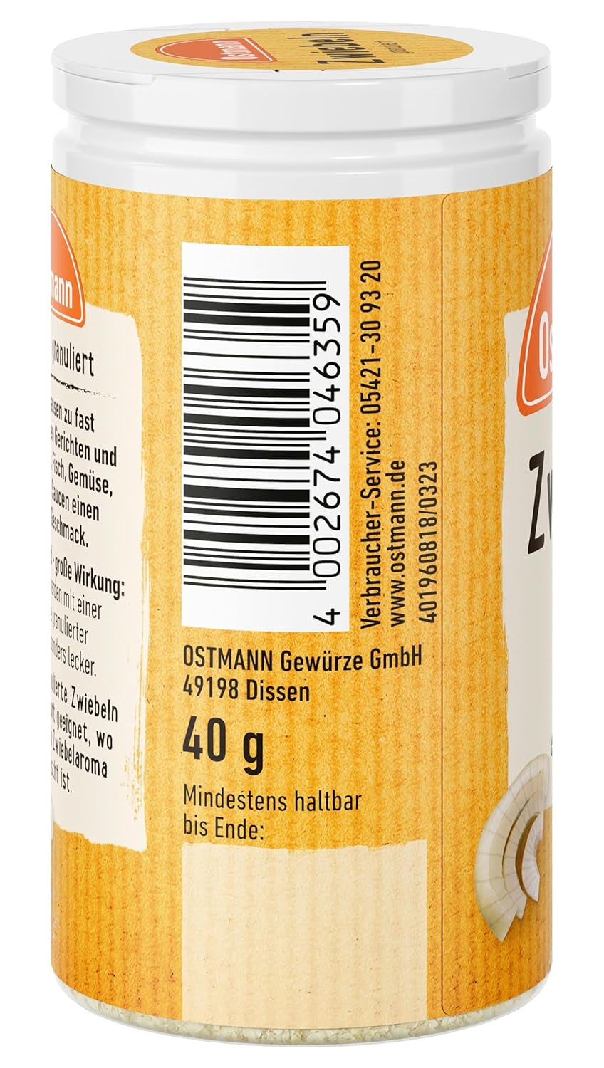 Ostmann Gewürze - Granular Zwiebeln | Zwiebelpulver zum Würzen herzhafter Gerichte | 40 g en dosis reciclable.