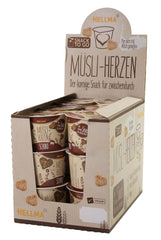 HELLMA Corazones con Muesli y Chocolate - 18 porciones de 30 g cada una - Avena cubierta de chocolate en forma de corazón, vasos para llevar