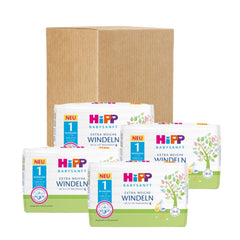 Hipp Babysanft pañales Recién Nacido 1 caja de almacenamiento (4 x 24 piezas) Madre e Niño Naty Shop