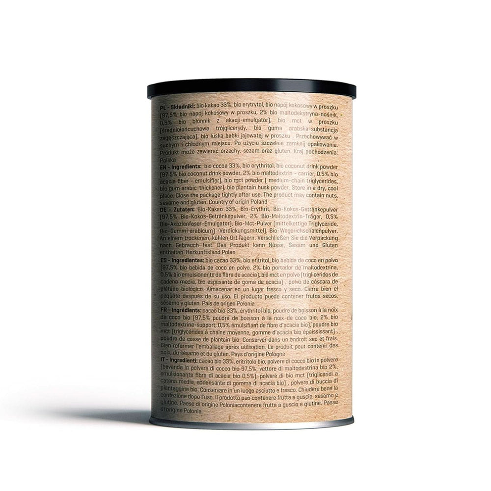 Chocolate caliente para la dieta Keto - alto en grasas - moderado en proteínas y bajo en hidratos de carbono - endulzado con eritritol, 200 gramos Cacao y Chocolate Caliente Naty Shop