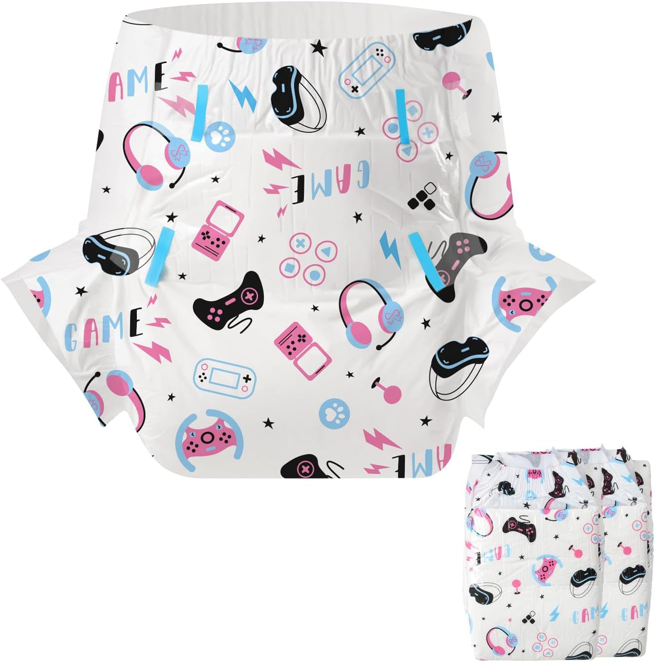 CutiePlusU Pañales para Adultos Paquete de 2 Bragas Desechables para Incontinencia con Solapas para Mujeres y Hombres Máxima Absorbencia Durante la Noche - Principito (Mediano 71-96 cm)