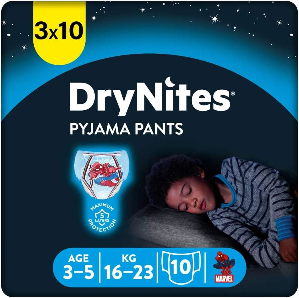 HUGGIES Pañales de noche Drynites, para niños 4-7 años (17-30 kg), 30 piezas Naty Shop 30 piezas 3 - 5 años (16 - 23 Kg)