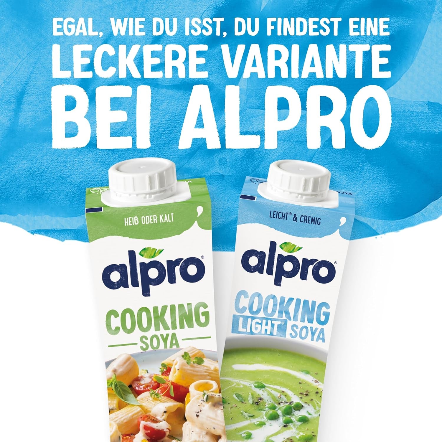 Alpro Cooking Soya – Kochcreme aus Soya vegana con sabor neutro para platos fríos y calientes – 15 x 250 ml