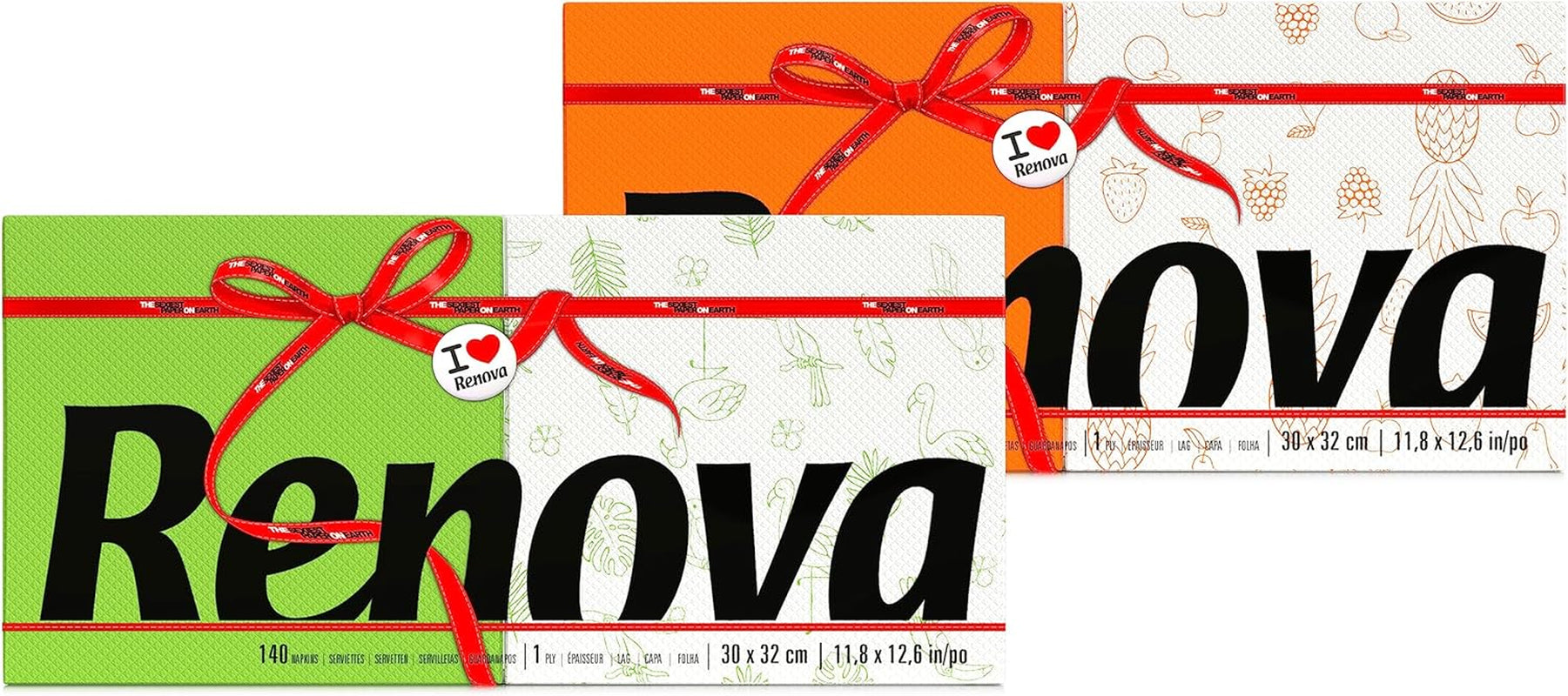 Șervețele de hârtie Renova Red Label, 140 șervețele, Jumătate alb, Decorat, Jumătate culoare, Dimensiune standard