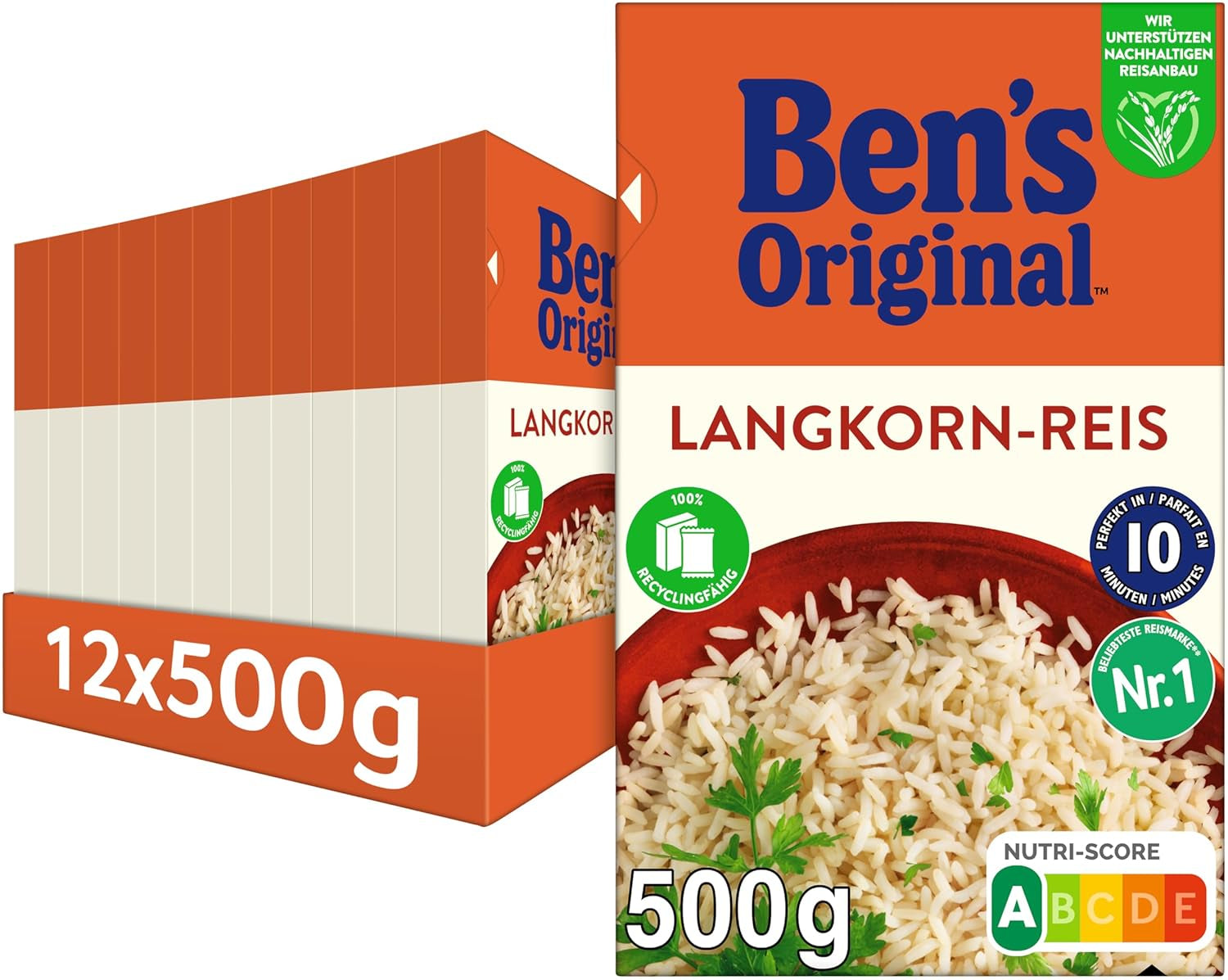 BEN'S ORIGINAL™ arroz de grano largo, hervido en bolsa, 10 minutos, 6 x 1 kg