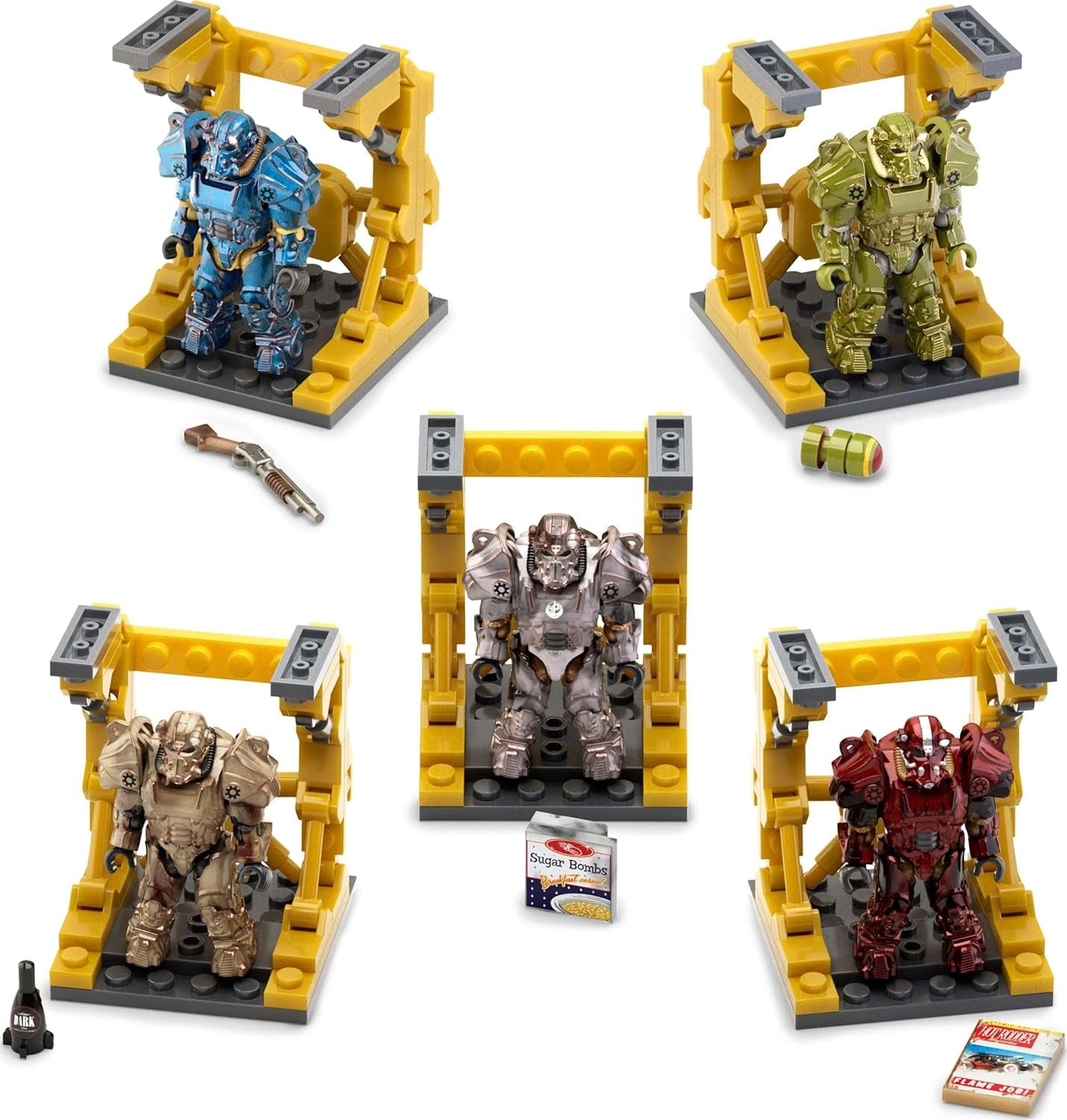 Figuras de acción de MEGA Fallout, colección T-60 Power Armor con 327 piezas, 5 figuras de acción y accesorios para sammler
